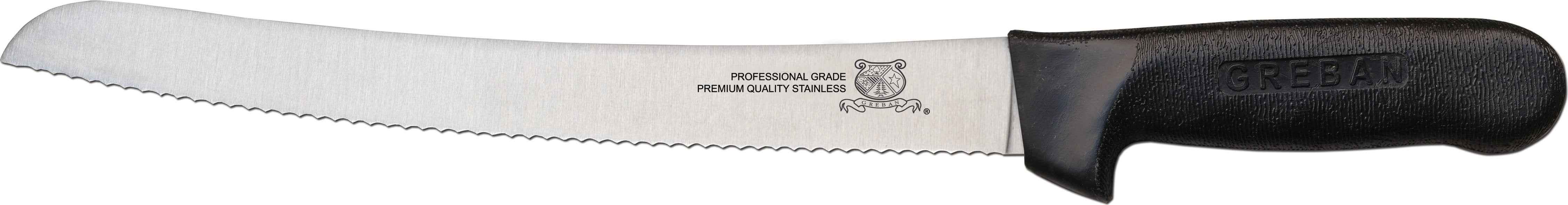 Omcan - 10-Inch Curved Slicer Knife with Black Polypropylene Handle, Pack of 15 - 12821