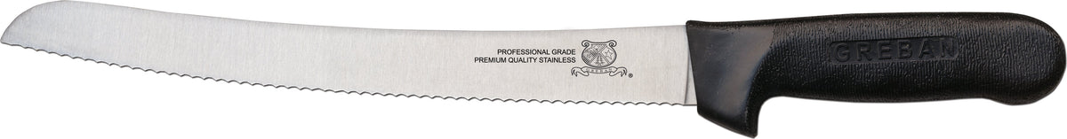 Omcan - 10” Curved Slicer Knife with Black Polypropylene Handle, Pack of 12 - 12821