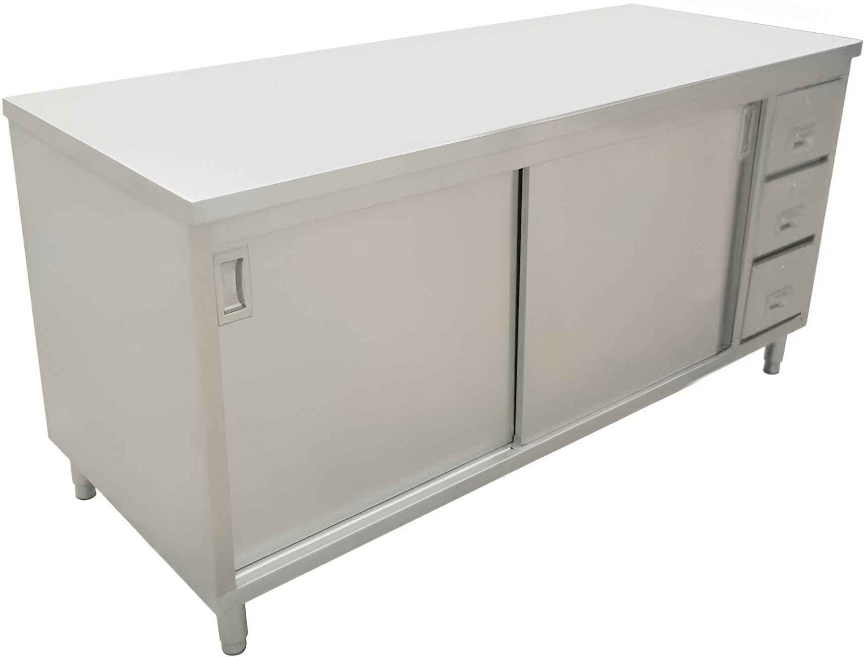 Omcan - Commercial 600 lbs 30-Inch x 72-Inch Stainless Steel Worktable with Cabinets and Drawers - 44197