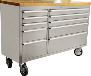 Omcan - Commercial 1100 lbs / 500 kg 56-Inch Mobile Workbench with 10 Drawers - 40463