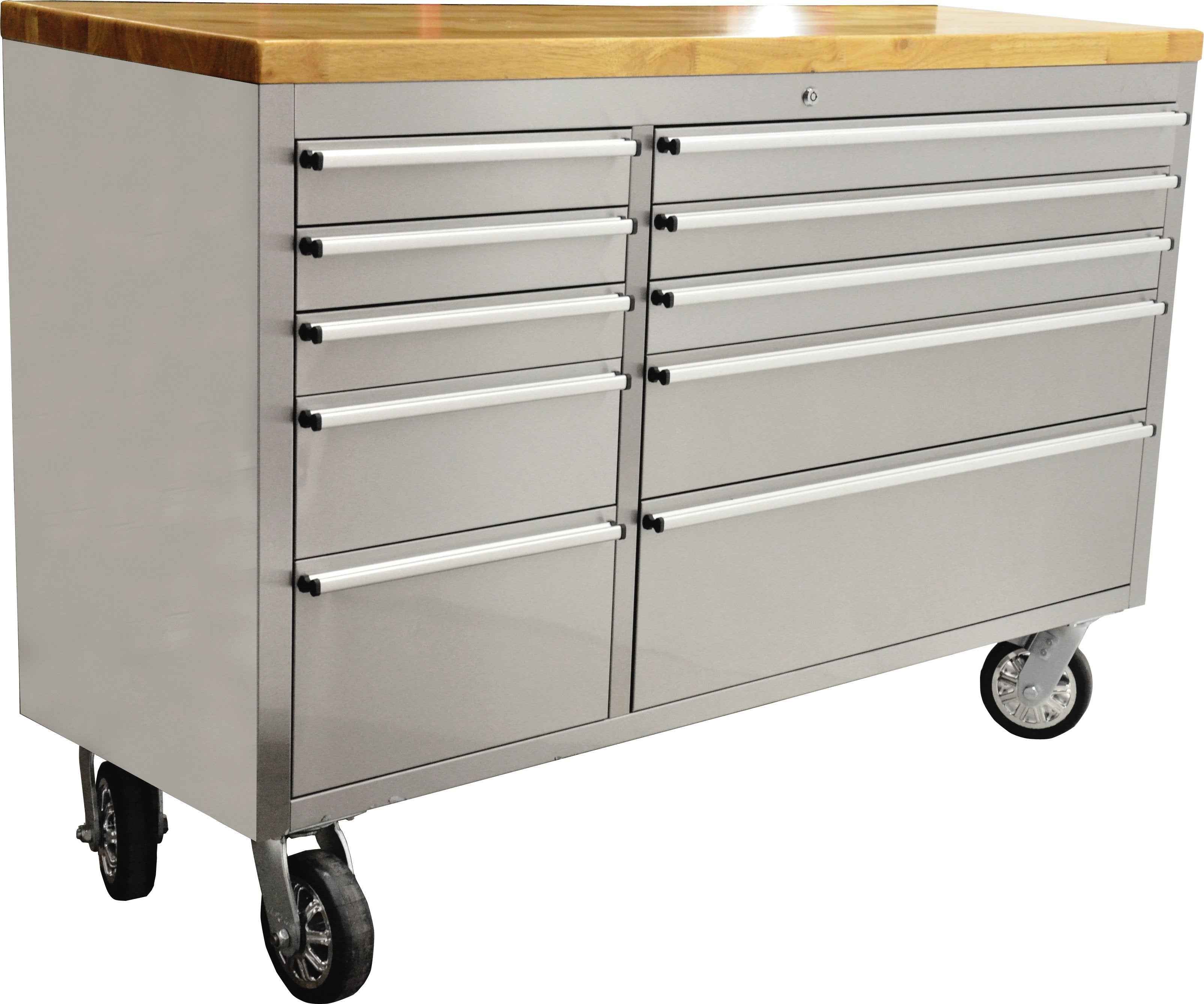 Omcan - Commercial 1100 lbs / 500 kg 56-Inch Mobile Workbench with 10 Drawers - 40463