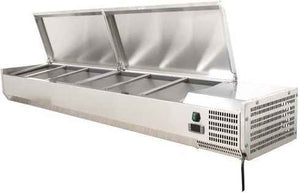 Omcan - Commercial 9 x GN-1/3 78-Inch Refrigerated Topping Rail with Stainless Steel Cover - 46497