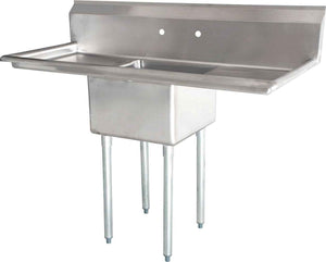 Omcan - Commercial Stainless Steel Two Drain Boards 24-Inch x 24-Inch x 14-Inch Pot Sink with Corner Drain - 25255