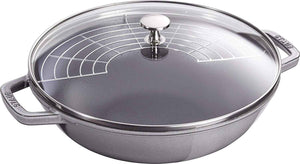 Staub - 4.4 L 12-Inch Cast Iron Wok with Glass Lid Graphite Grey (30 cm) - 40511-462