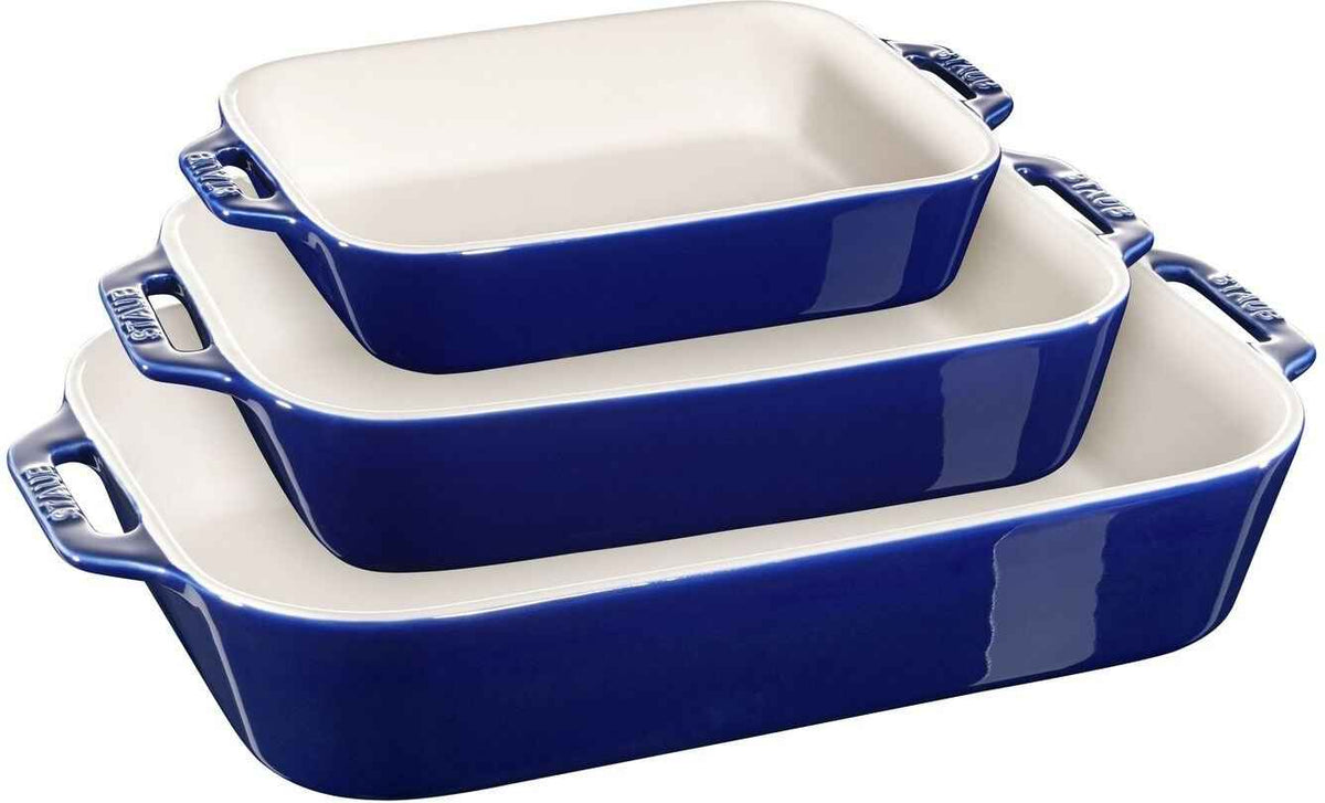 Staub - 3 PC Ceramic Ovenware Set Dark Blue - 40508-170