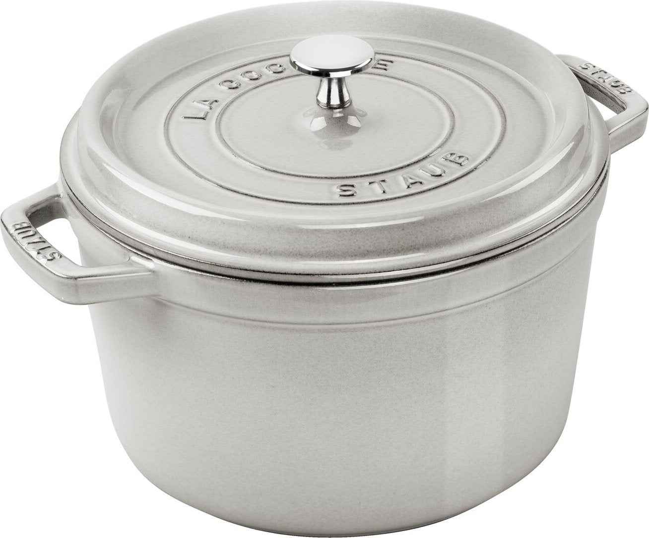 Staub - Cast Iron 5 Qt Round High Cocotte White Truffle 4.8-Litre - 40508-223