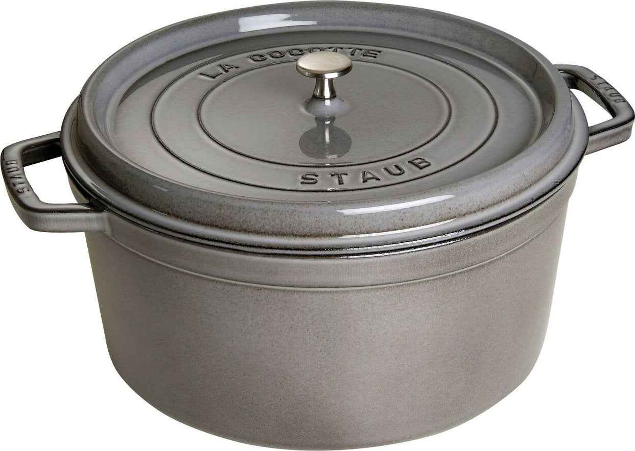 Staub - Cast Iron 5.5 Qt Round Cocotte Graphite Grey 5.2-Litre - 40509-312