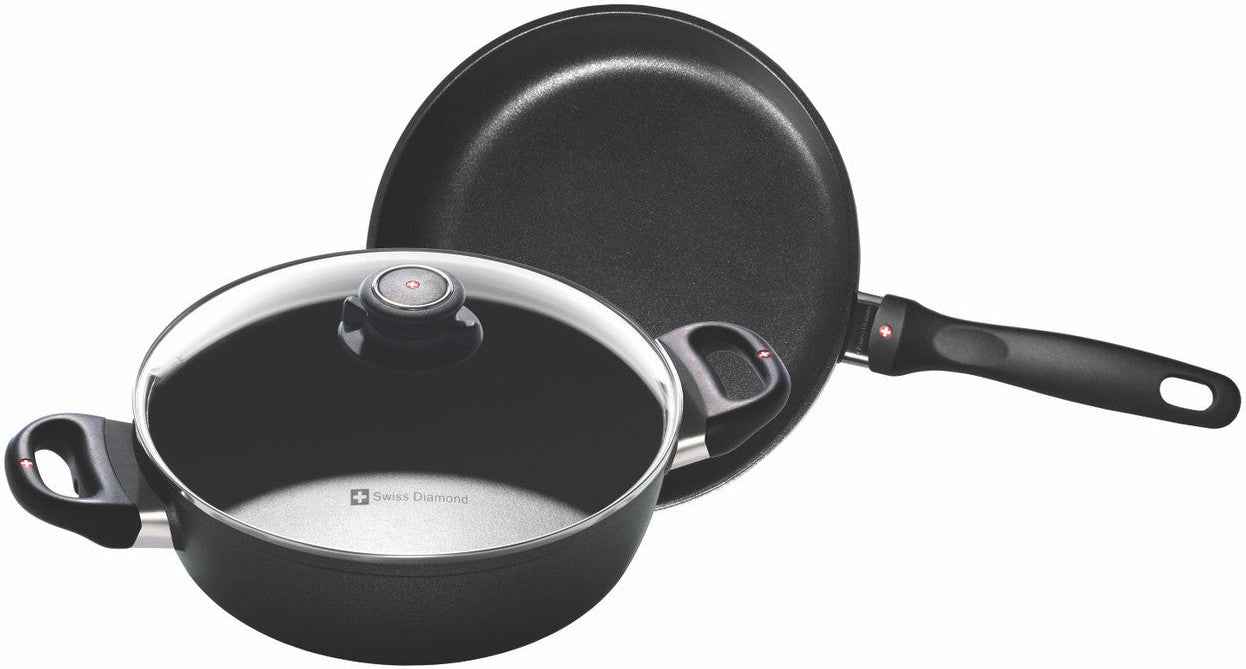 Swiss Diamond - XD Non-Stick Induction Fry Pan & Casserole with Lid, Pack of 3 Piece - XDSET6008i
