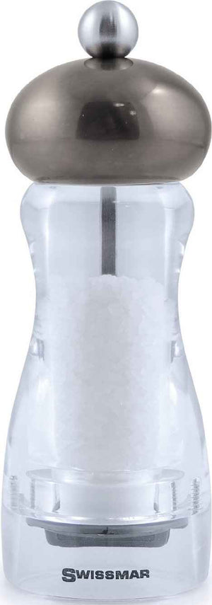 Swissmar - Classic Andrea 6" Acrylic Salt Mill with Metallic Gun Metal Top - SMS1502GM - DISCONTINUED