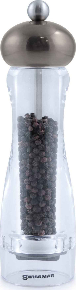 Swissmar - Classic Andrea 8" Acrylic Pepper Mill with Metallic Gun Metal Top - SMP2002GM - DISCONTINUED