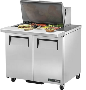 TRUE - 36" Stainless Steel Mega Sandwich Salad Prep Cooler Holds 12 Pans - TSSU-36-12MB-HC
