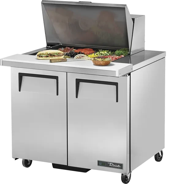 TRUE - 36" Stainless Steel Mega Sandwich Salad Prep Cooler Holds 12 Pans - TSSU-36-12MB-HC