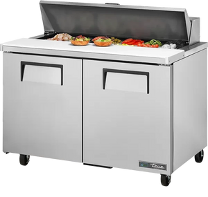 TRUE - 48" Stainless Steel Mega Sandwich Salad Prep Cooler Holds 12 Pans - TSSU-48-12-HC