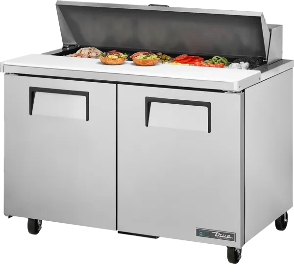 TRUE - 48" Stainless Steel Mega Sandwich Salad Prep Cooler Holds 12 Pans - TSSU-48-12-HC