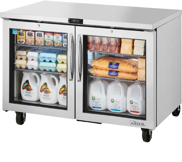 True - Silver 48-Inch Two Glass Doors Refrigerator with Hydrocarbon Refrigerant~Spec Package 3 - TUC-48G-HC~SPEC3