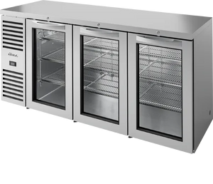 TRUE - 84" Silver Glass Swing Triple Glass Door Reach-In Single Zone Refrigerator with Left Side Refrigeration System - TBR84-RISZ1-L-S-GGG-1