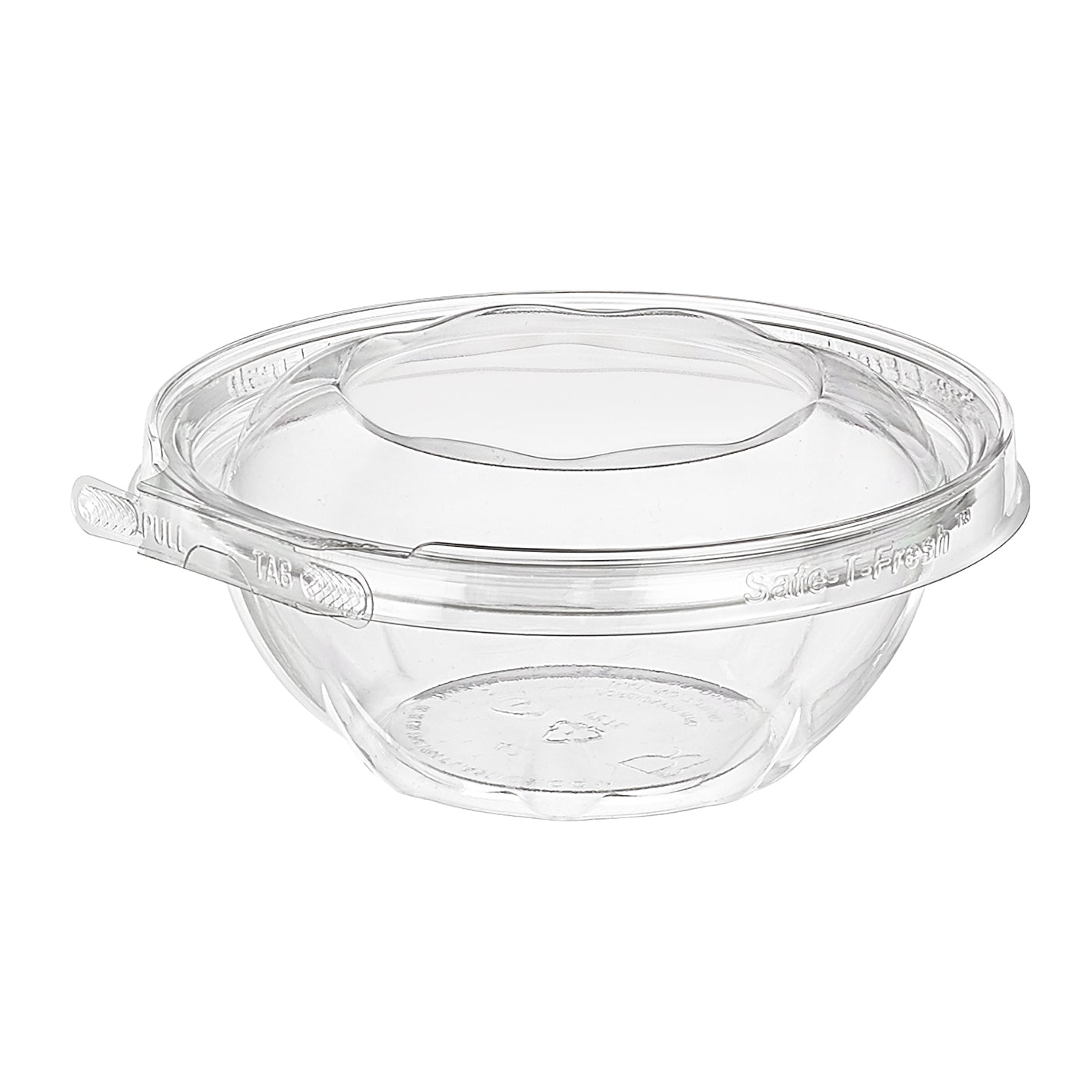 Inline Plastic - Safe-T-Fresh 12 Oz RPET Clear Round Deli Container Hinged With Dome Lid, 240/Cs - TS12RN