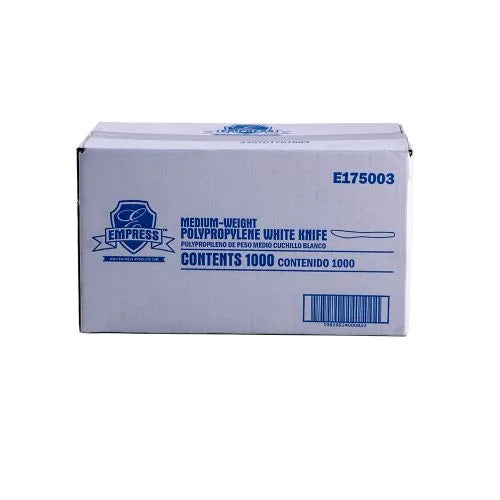 Empress - Medium Weight Polypro White Knives, 1000/Cs - E175003