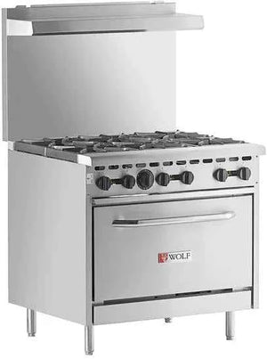 Wolf - 198,000 BTU Natural Gas 36" Manual Range with 6 Burners and Standard Oven - WX36-6BN
