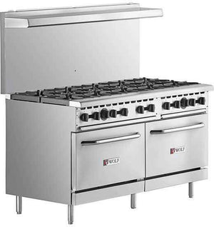 Wolf - 340,000 BTU Natural Gas 60" Manual Range with 10 Burners and 2 Standard Ovens - WX60-10BN