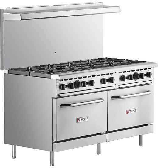 Wolf - 340,000 BTU Natural Gas 60" Manual Range with 10 Burners and 2 Standard Ovens - WX60-10BN