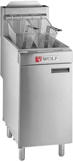 Wolf - Commercial Stainless Steel / Galvanized Steel 45-50 lbs Capacity 120,000 BTU Natural Gas Floor Fryer - WF400-1