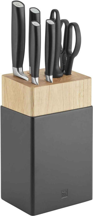 Zwilling - Black ALL-STAR 7-Piece Silver Knife with Block Set - 1022597