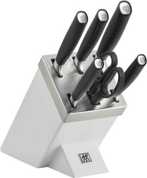 Zwilling - Black ALL-STAR 7-Piece Silver Knife with White Self Sharpening Block Set - 1022776