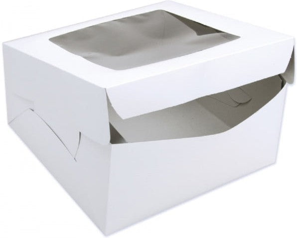 EB Box - 8" x 4" x 4" White 2 Cupcake Box with Window and 2 Slot Insert, 100/Cs - 1-3499