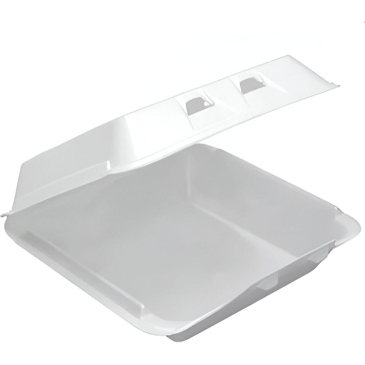 Ecopax - 7.4" x 3.5" x 2.2" 622 White Hinged Foam Hot Dog Container 500/cs - ECO622