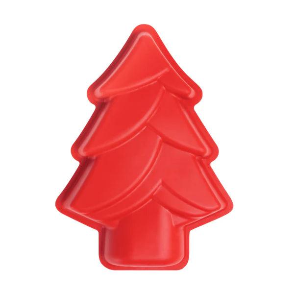 Fat Daddio's - 3 Cup Holiday Tree Red Silicone Bakeware - SMF-203