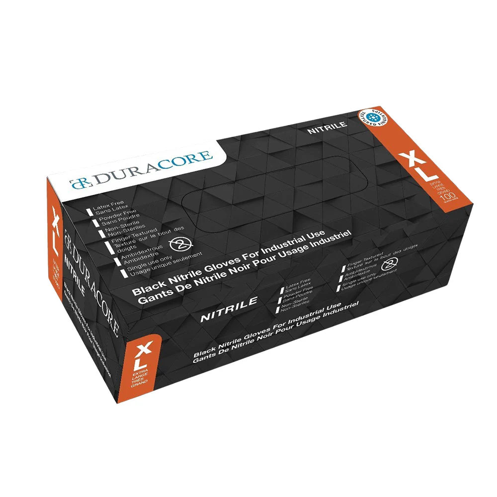 Duracore - Black Nitrile X-large Industrial Gloves, 100/Box - B62290