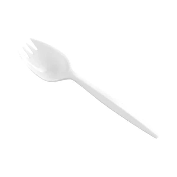 International Paper - 3" Mini Plastic Spork White, 3000/Cs - 3SPORK