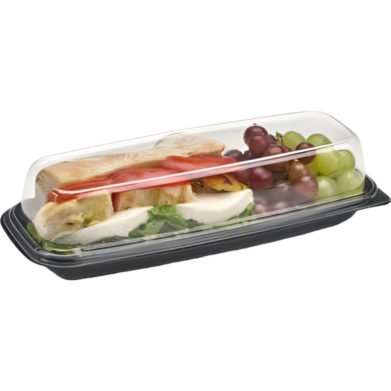 Sabert - 11.18 x 4.56 Clear Lid for Clear and Black Large Sub Containers, 300/Cs - 531105F300N