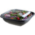 Sabert - 32 Oz Black Large Square Bowl with Clear Dome Lid, 75/Cs - 99032B75