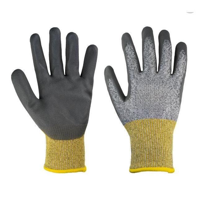 Ralston CanSafe - Small PU Coated Palm Cut Gray Resistant Gloves with Yellow Hem - Level 3 - GS13-SM-CYPU