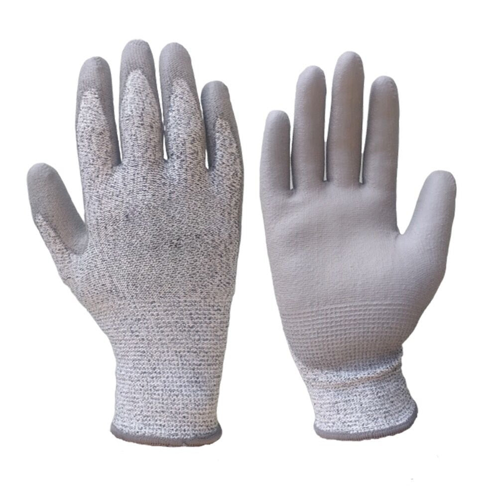Ralston CanSafe - X-Large PU Coated Palm Cut Gray Resistant Gloves with White Hem - Level 3, 72 Pair/Cs - GS13-XL-CYPU